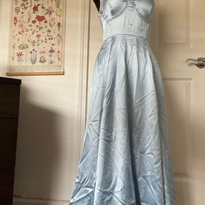 Elegant Light Blue Satin Gown